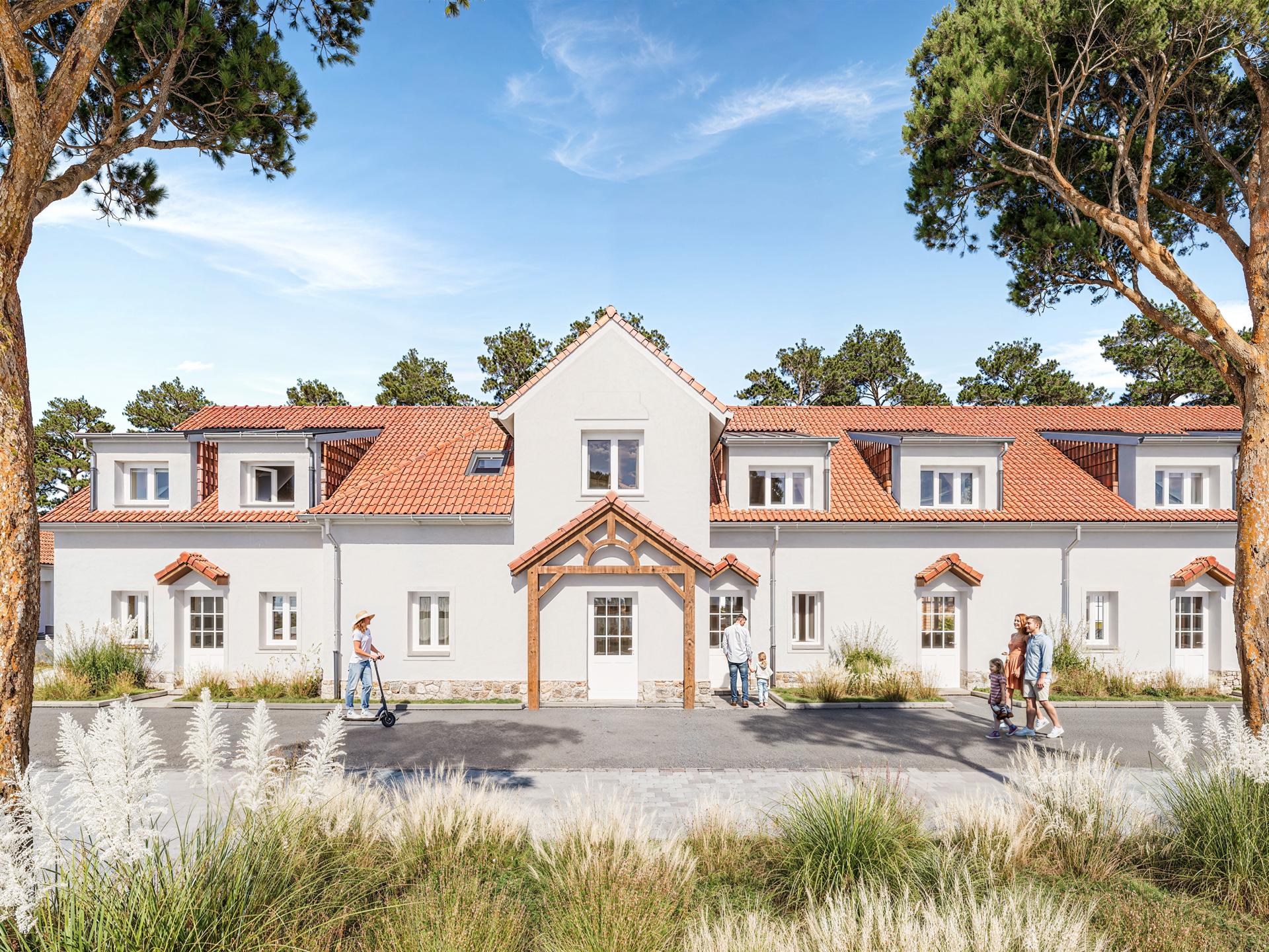 Façade de la résidence Pré Catelan à Hardelot – Nacarat